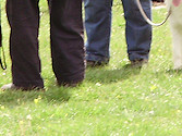 Pamela, Ivan & Janet chat, Cliff in the background